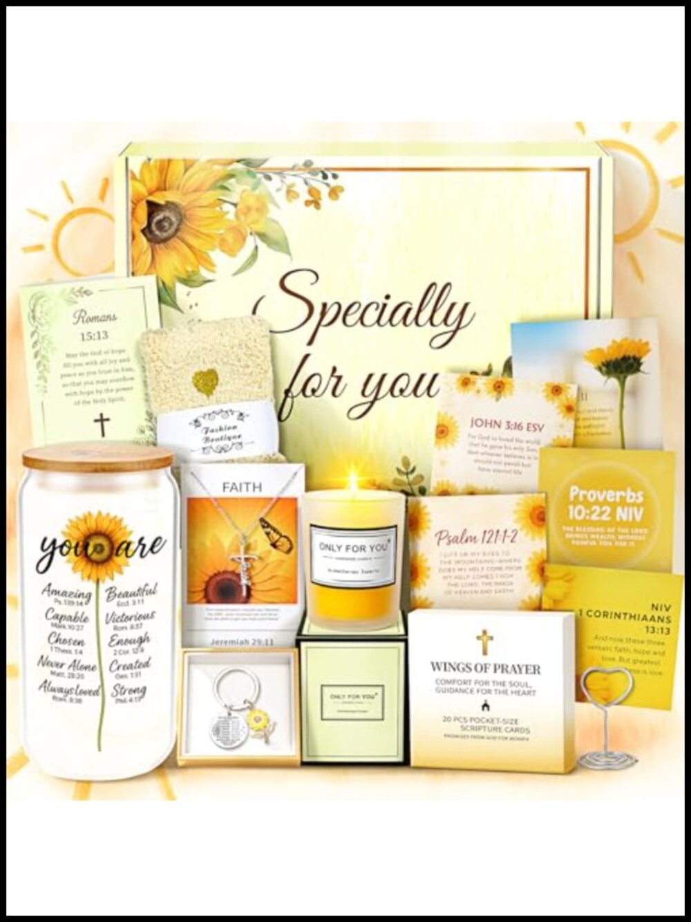 Christian Sunshine Gift Basket 13PC Set with Cards
